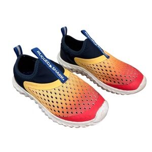 2/$15 Rugged Shark - Water Shoes Toddler Size 10 Blue Yellow Orange Sneaker